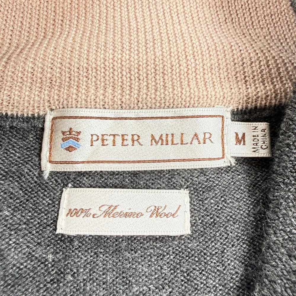 Peter Millar Quarter Zip Sweater Men M Grey Wool Pullover Golf Old Money Luxury